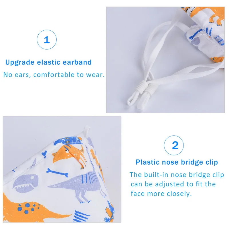 10 шт. Нетканая маска для рта детей с мультяшным животным принтом дышащая теплая