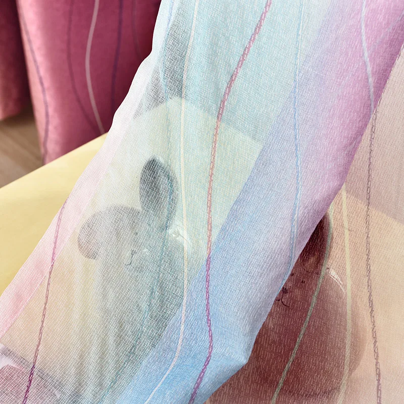 Современные Простые затемняющие шторы с фиолетовыми полосками для гостиной