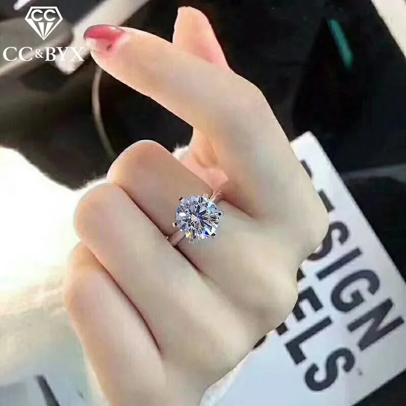 CC кольца для женщин Серебряное кольцо 1 25 карат Свадебные обручальные ювелирные