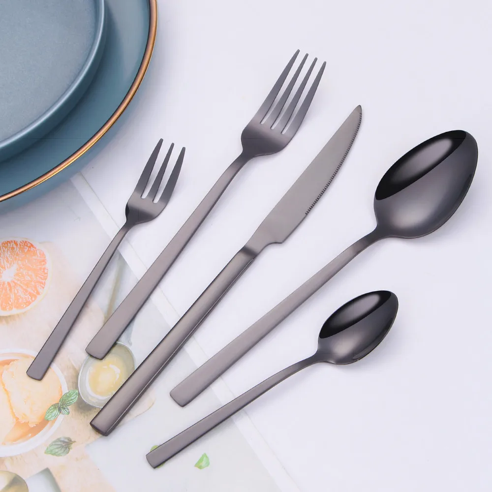 Набор черных столовых приборов из нержавеющей стали черный столовый набор 5