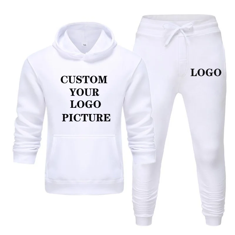 

Спортивный костюм мужской с принтом, кофта с капюшоном и штаны, модная спортивная одежда для бега на осень и зиму