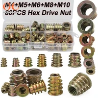 80pcs assortment kit m4m5m6m8m10 zinc alloy insert nuts hex drive head nut nut and bolt metic nut and bolt assortment