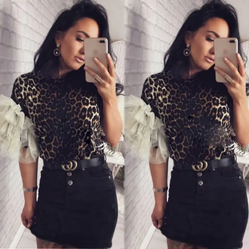 Осенние женские укороченные топы прозрачные повседневные блузки рубашки