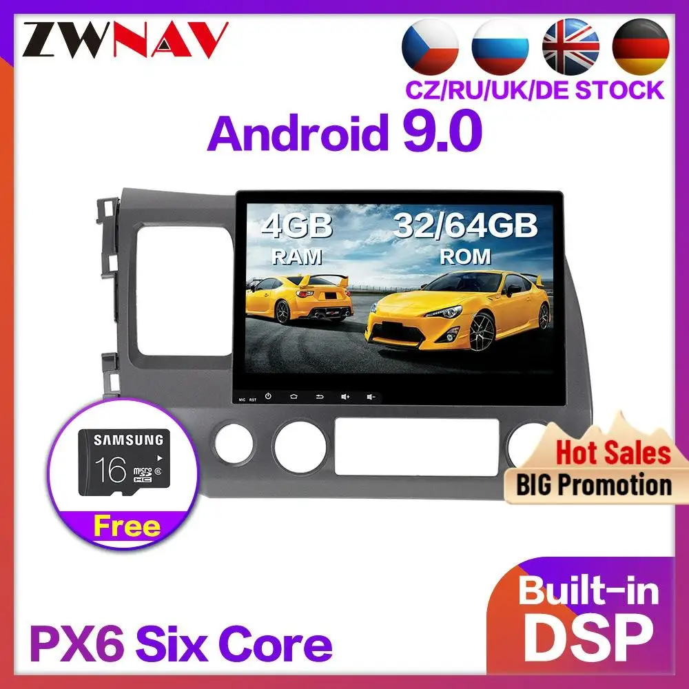 Автомобильный стереомагнитофон 4 + 64 6 ядер Android 9 0 умный мультимедийный DVD плеер с