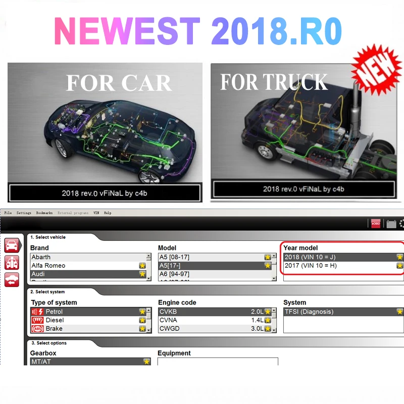 Новое поступление 100% года программное обеспечение 2018R0 / 2017.R3 с генератором ключей