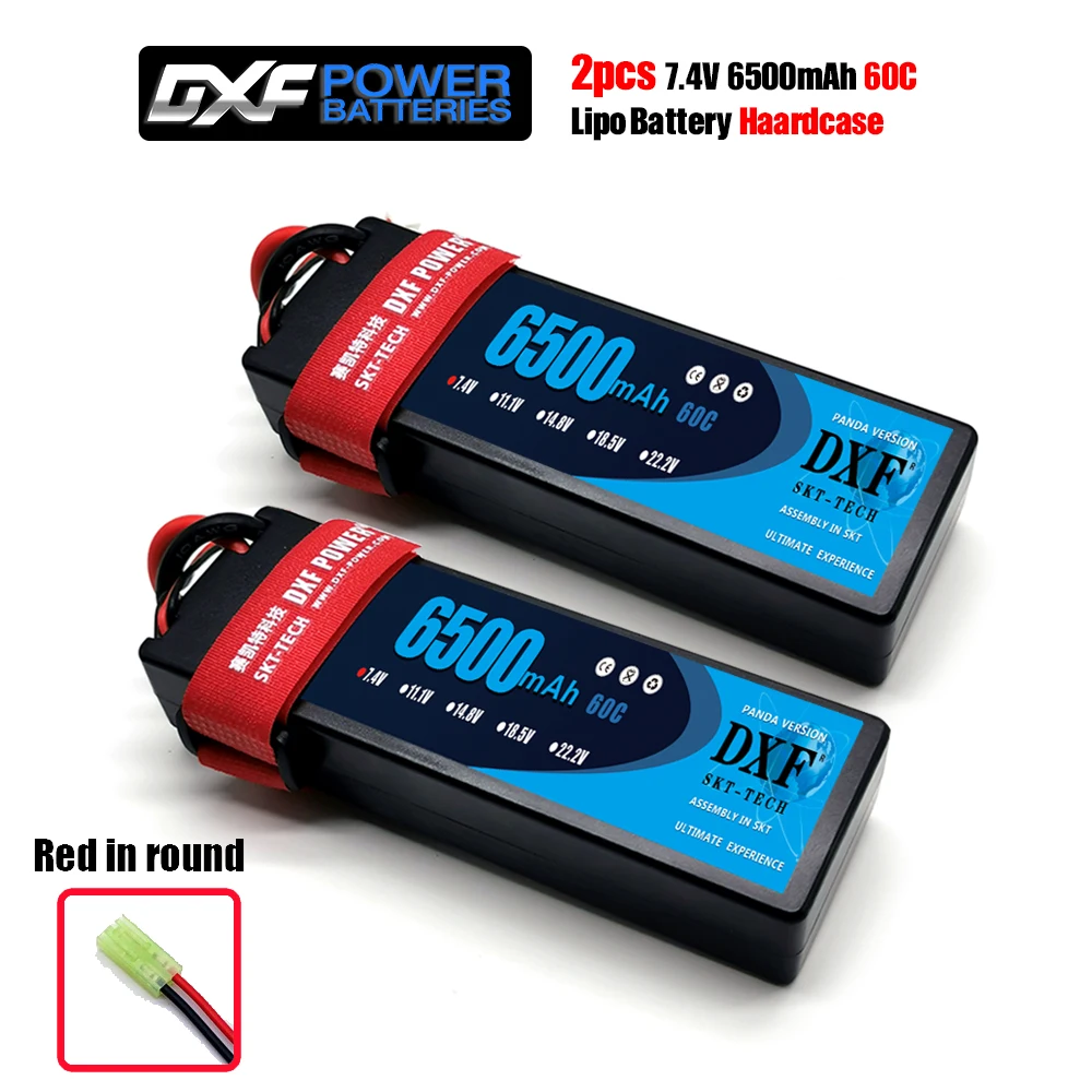 2 шт. DXF Lipo Батарея 2S 3S 7,4 V 11,1 V 6500 мА/ч, 5200 мА/ч, 60C 120C 50C 100C AKKU LiPo Батарея для Rc вертолет RC автомобиль Лодка - Цвет: 2PCS6500HARDRED