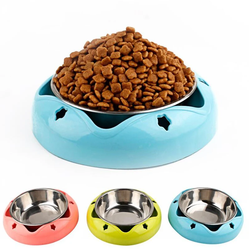 

Single Pet Bowl PP Flower Shaped Stainless Steel Dog Food Bowls Detachable Dog Feeder Feeding Food Water For Small Medium Dogs