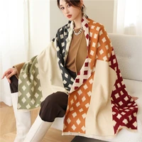 2021 winter scarf women cashmere pashmina lady stoles design print female warm shawls and wraps thick reversible scarves blanket