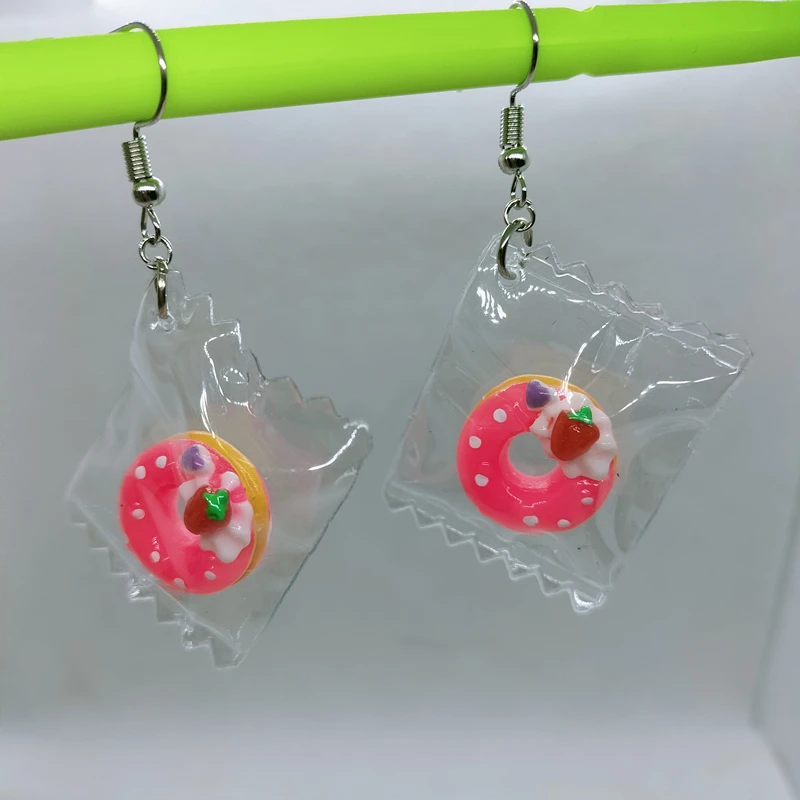 

Yungqi Cute Strawberry Donuts Drop Earrings For Women Girls Unique Sweet Fruit Food Earring Party Funny Geometric Jewelry Gift