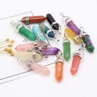 hot natural stone crystal pendants faceted quartzs pendulum charms for jewelry making diy women necklace party gifts