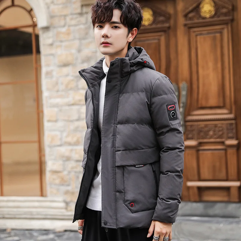 Winter mens jacket fashion style cotton-padded coat trend slim and thickened short parka  coats casual hooded jacket ins