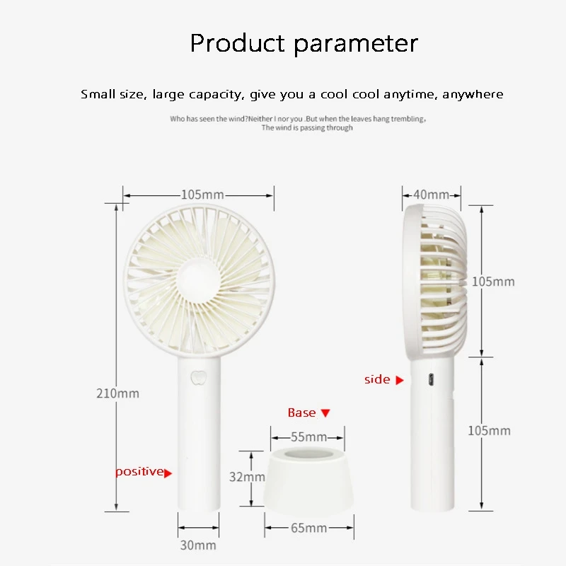 

USB Mini Fan Portable Electric Personal Fan Travel Fan, Compatible with Laptop USB Port Socket, White