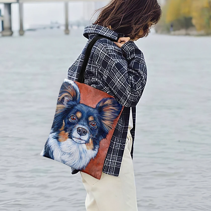 Милая собака акварелью иллюстрация печатная Сумка тоут для женщин Повседневная