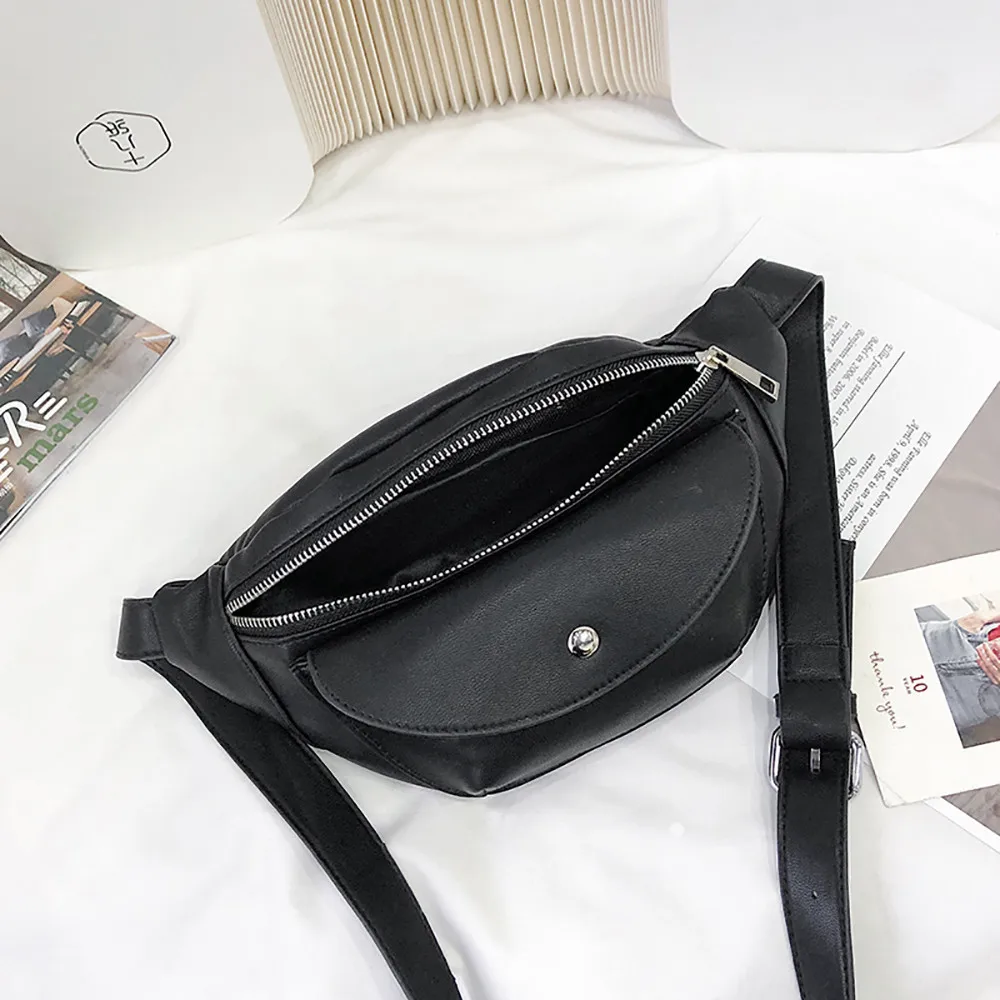 

Women Chest Bags Fashion Chain Leather Messenger Bag Shoulder Bag Female Large Capacity Zipper Phone Money Waist Packs Hot#30