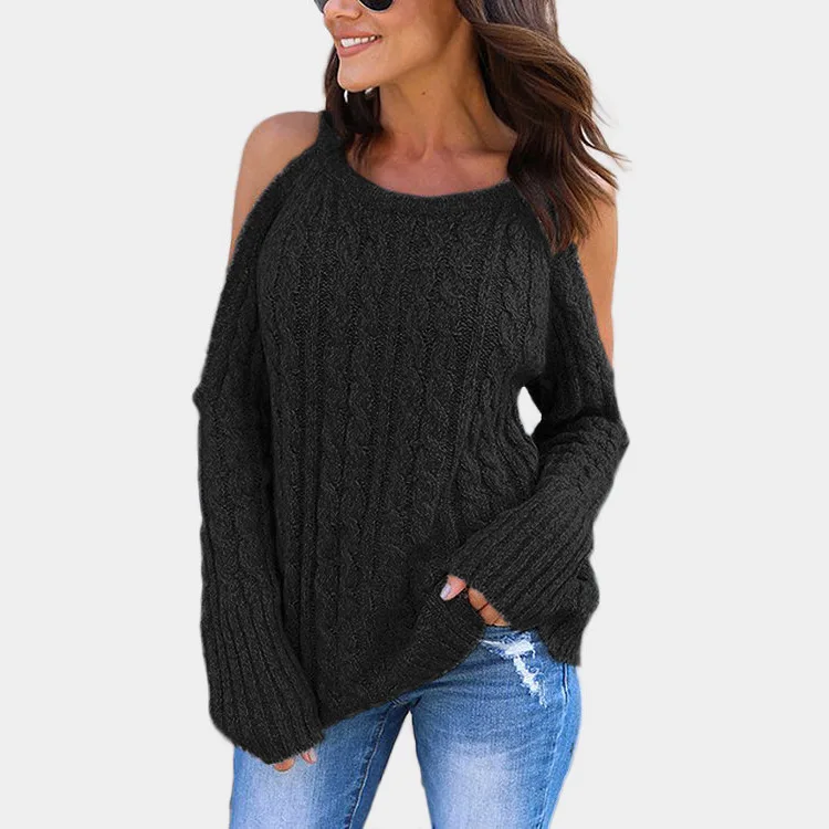 New Sweater Women 2019 Round Neck Long Sleeve Solid Color Off Shoulder Autumn And Winter Clothes Vestidos MMY76065 | Женская одежда