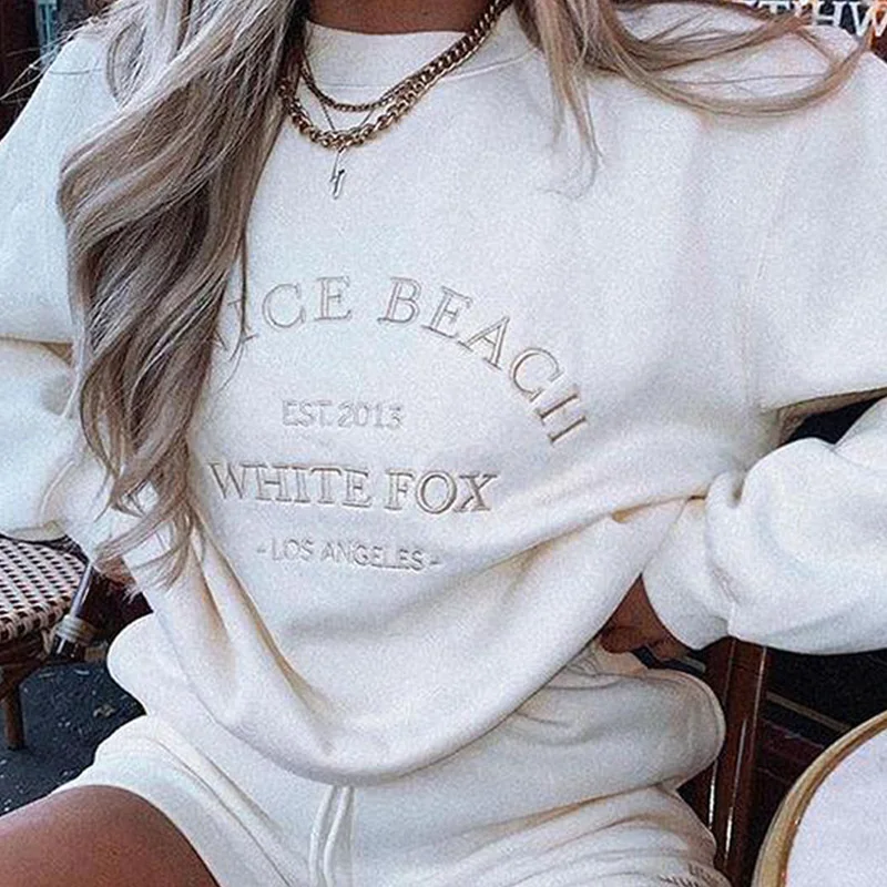 

Женский винтажный свитшот с длинным рукавом, Белый Свободный Топ С Вышивкой Букв, Свитшот оверсайз с круглым вырезом, весна-осень 2021