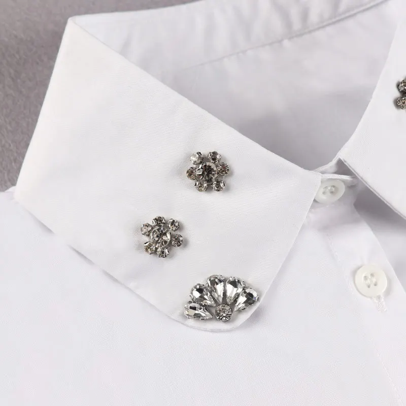 Винтажный воротник с бусинами для женщин белый однотонный хлопковый/шифоновый