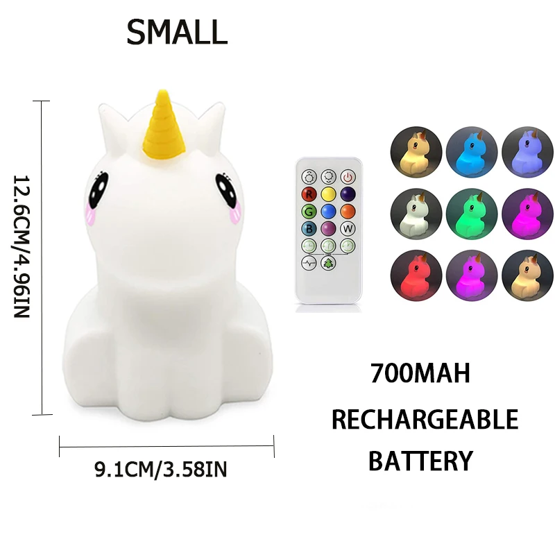 Ночсветильник в виде единорога для детей силиконовая лампа совы с сенсорным