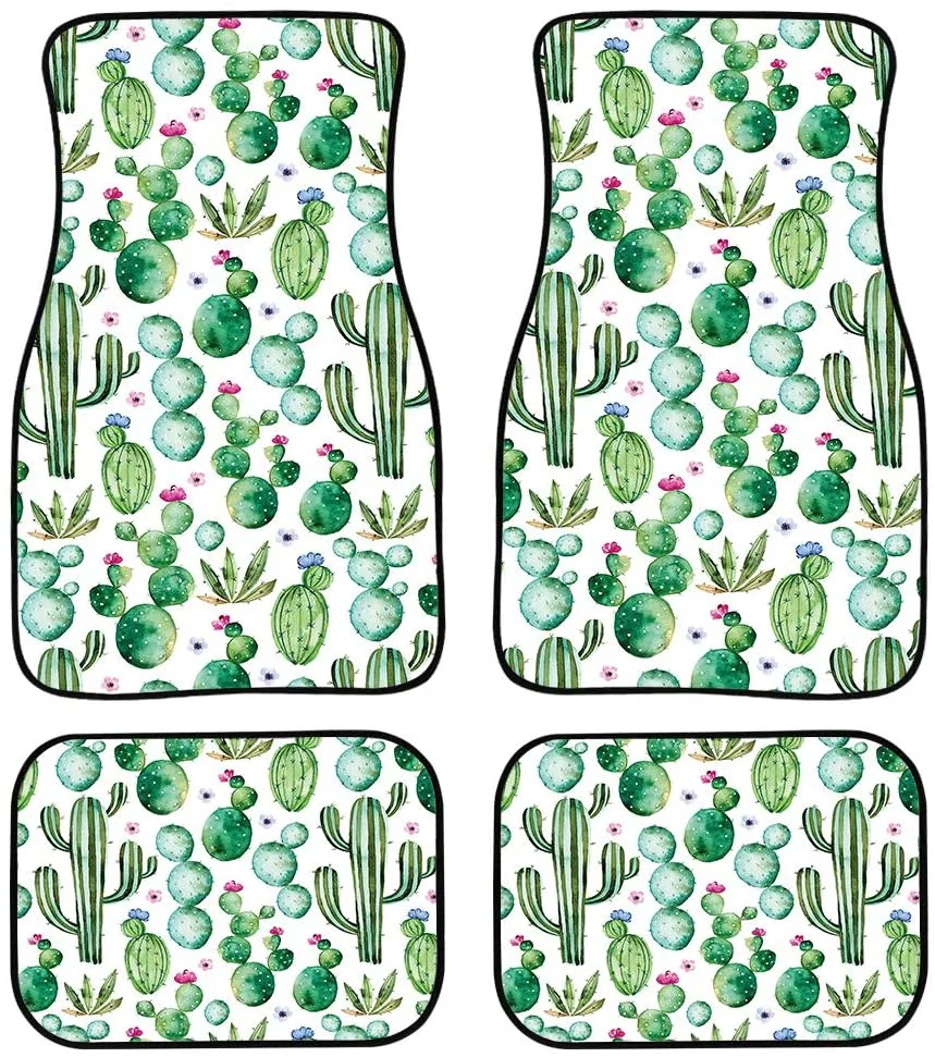 

AIMAAO Car Floor Mat Set, Suitable For Ladies, Children, All-weather Washable 4-piece Cactus Printing Gift Set