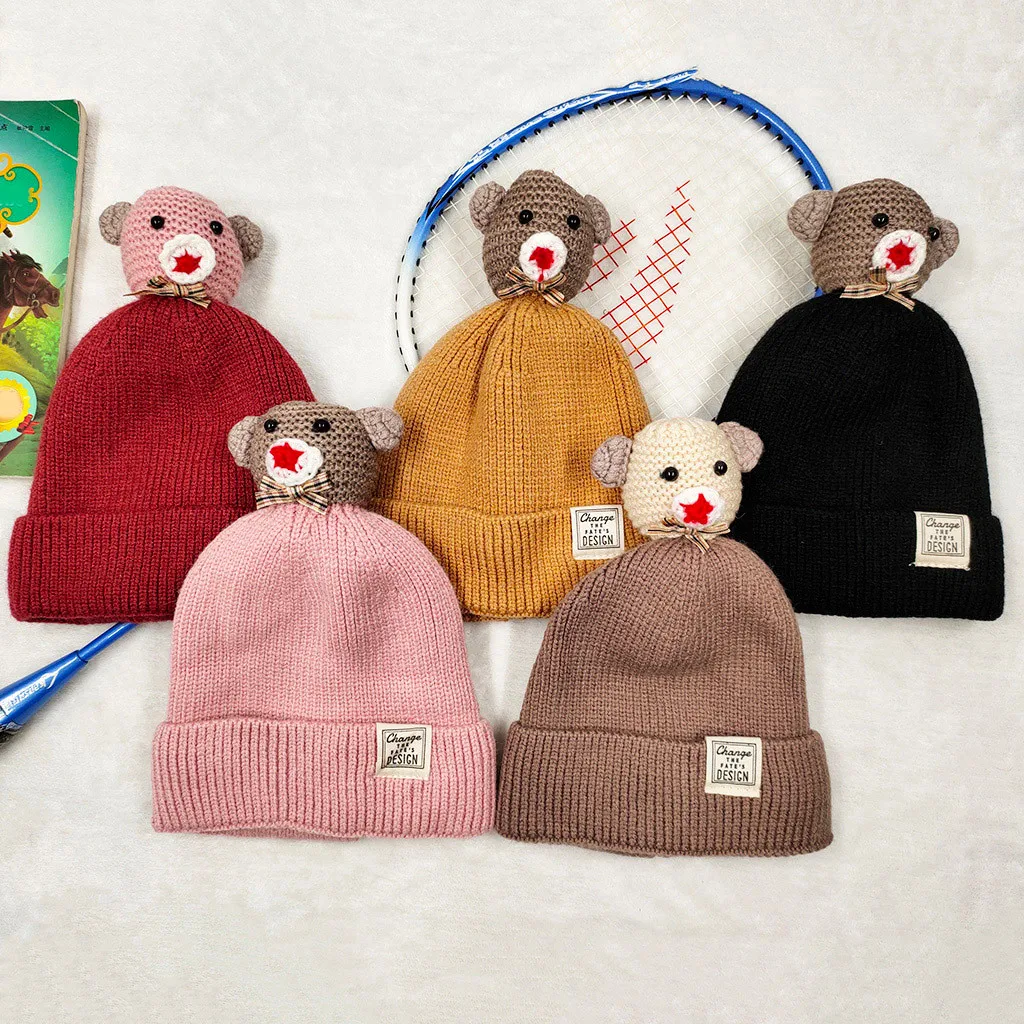 Детская зимняя шапка вязаная шарф комплект детская теплая Милая с рисунком 2020 г.