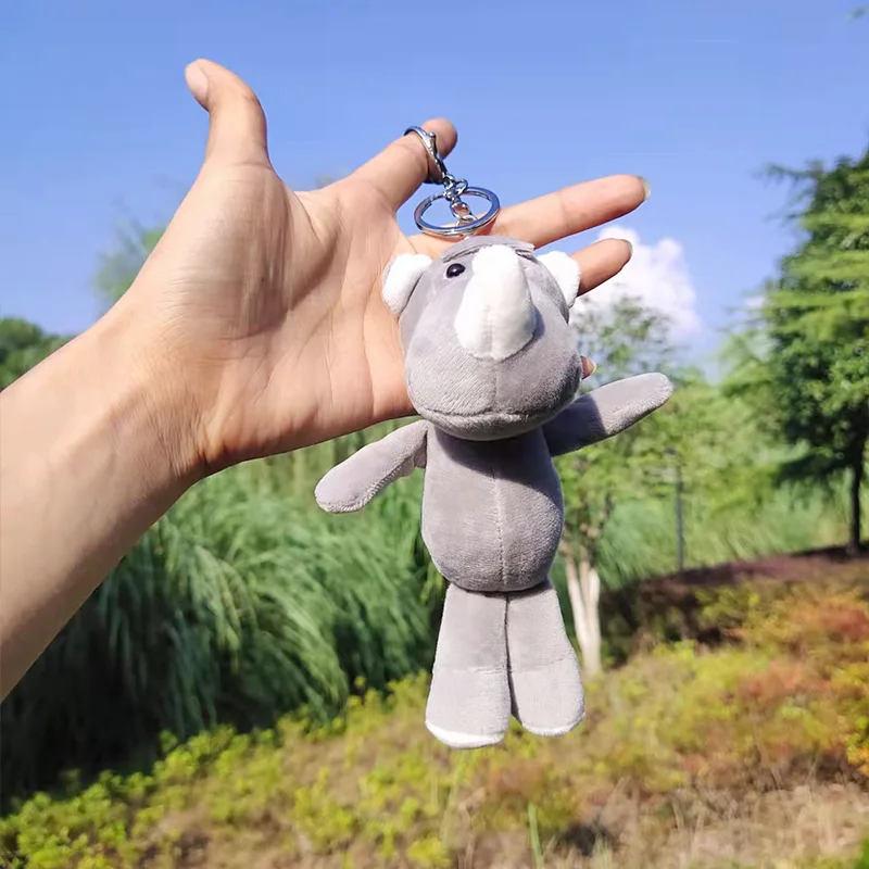 

fashione New cute Rhino lifelie keychain Boutique bag decorate cool pandent stuffed soft couple birthday christmase gift