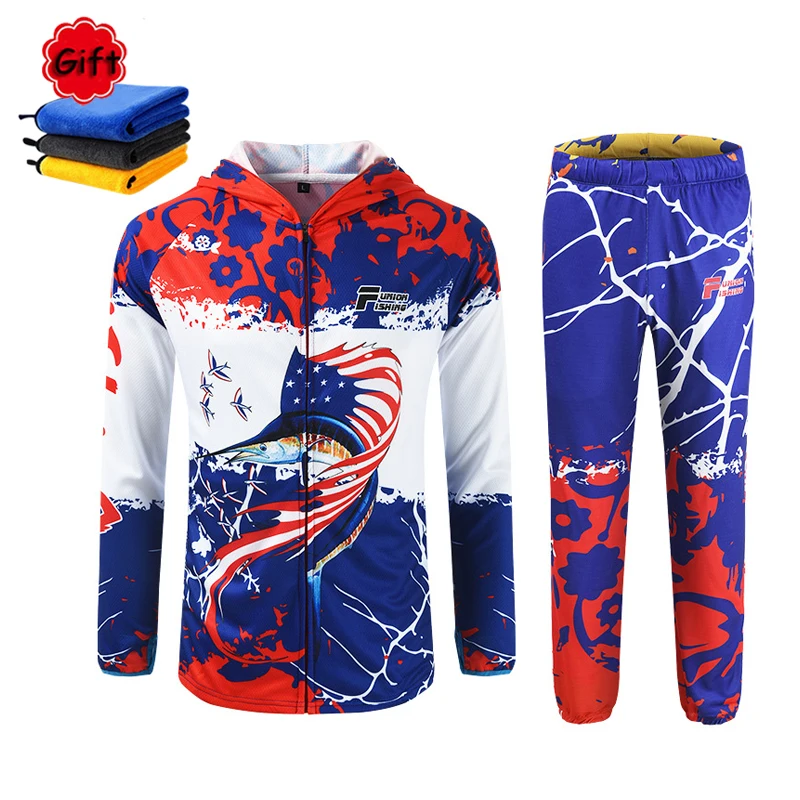 M 4XL новый рыболовный комплект одежды анти УФ Джерси и штаны спортивный костюм