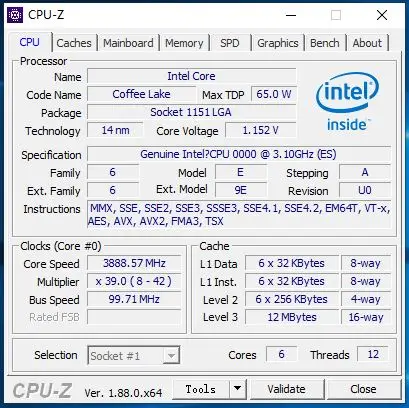 Процессор Intel Core i7-8700 es i7 8700 es i7 8700es QNLW 3,1 GHz шестиядерный процессор с двенадцатью резьбой L2 = 1,5 M L3 = 12M 65W LGA 1151