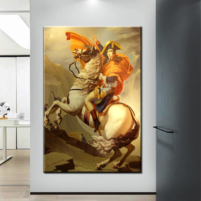 

Famous Painting of Napoleon Crossing The Alps By Jacques Posters and Prints Wall Arts Poster Wall Pictures for Living Room Decor