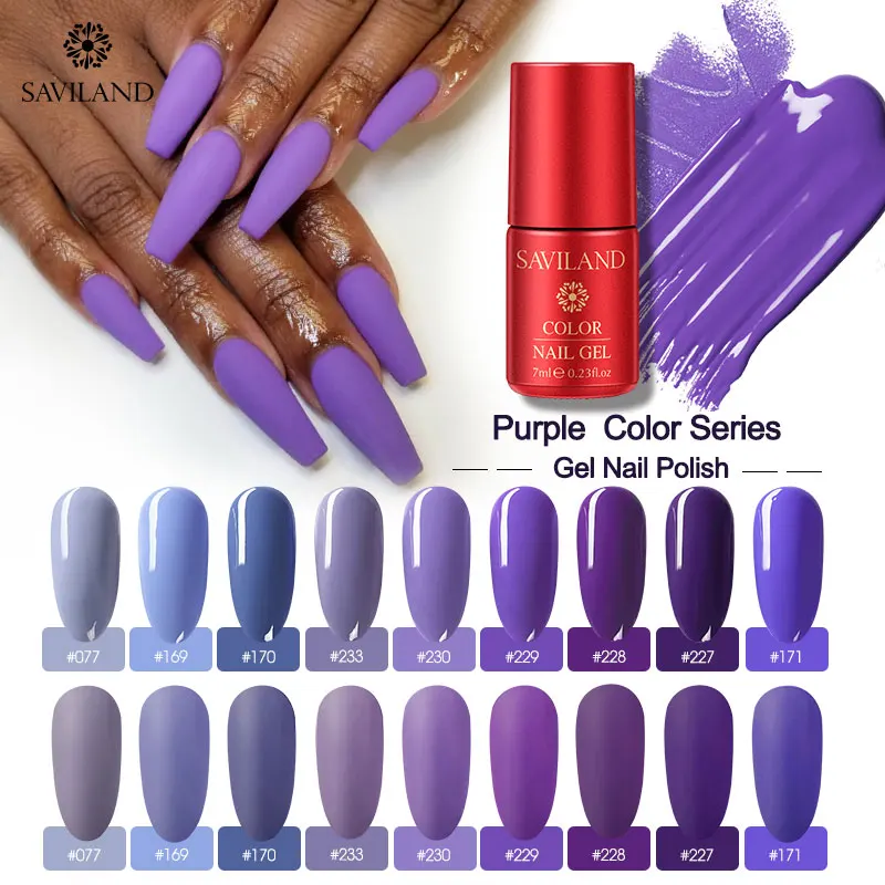 Набор фиолетовых гель лаков для маникюра SAVILAND все впитывающий УФ светодиодный