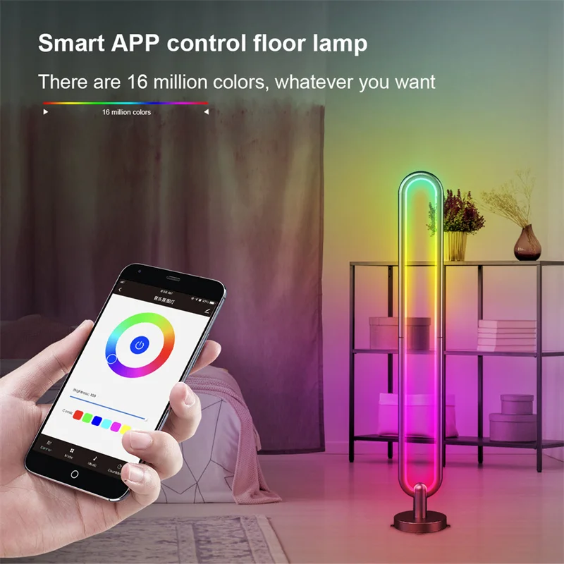 Светодиодная напольная лампа RGB U-образной формы Современная вертикальная умное