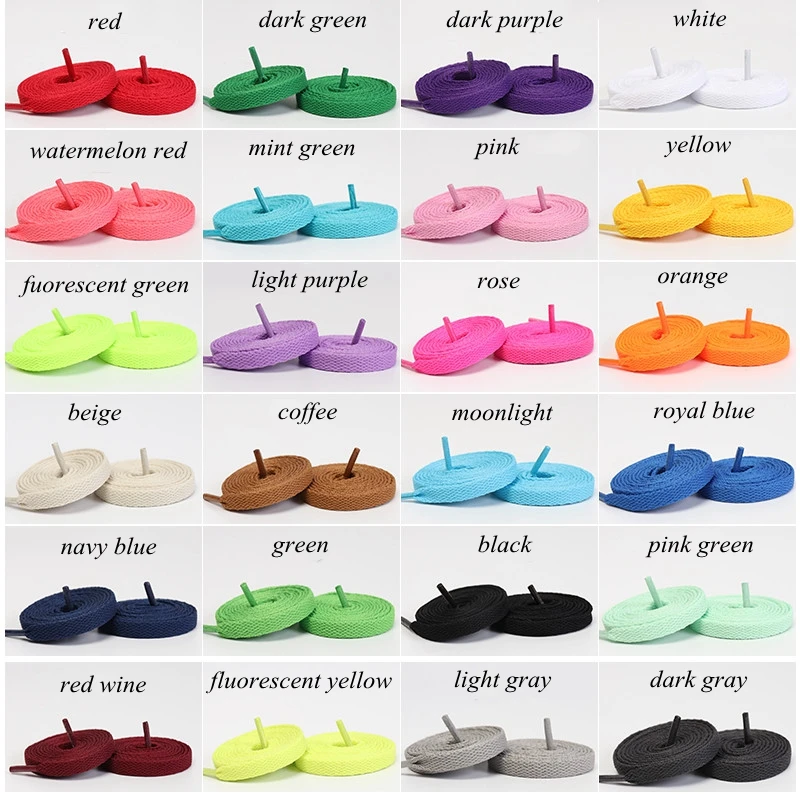 1 Pair Flat Shoelaces Classic Shoe Laces Fit Fashion Solid Sports Shoelace Casual Unisex Shoe Strings Shoe Accessories AF1