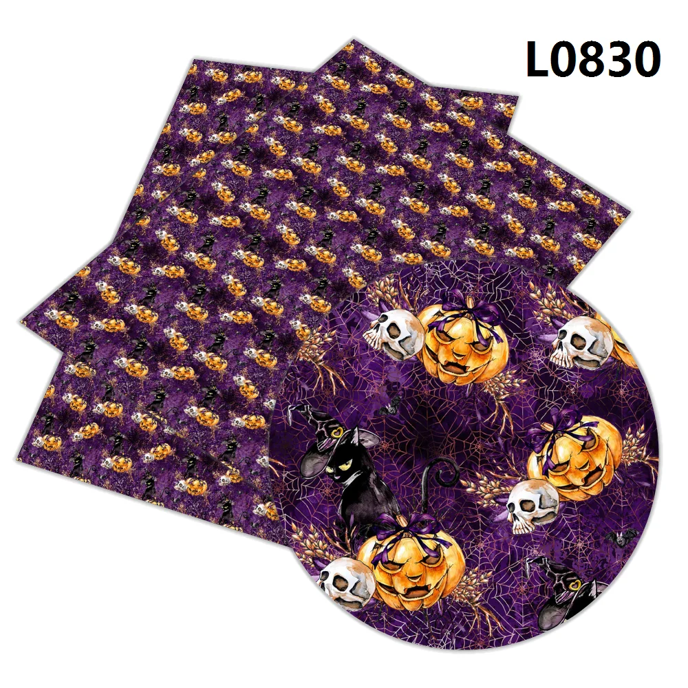 

30 cm x 136 cm Halloween Printed Faux Synthetic Leather for Sewing Bag Clothing Sofa Car DIY Material L082 L083