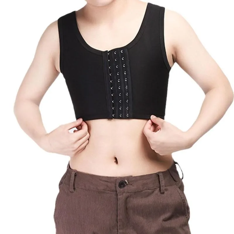 

Casual Breathable Buckle Short Chest Breast Binder Vest Tops Chest Binder Underwear Tank Tops Bandage Breathable Front Hook
