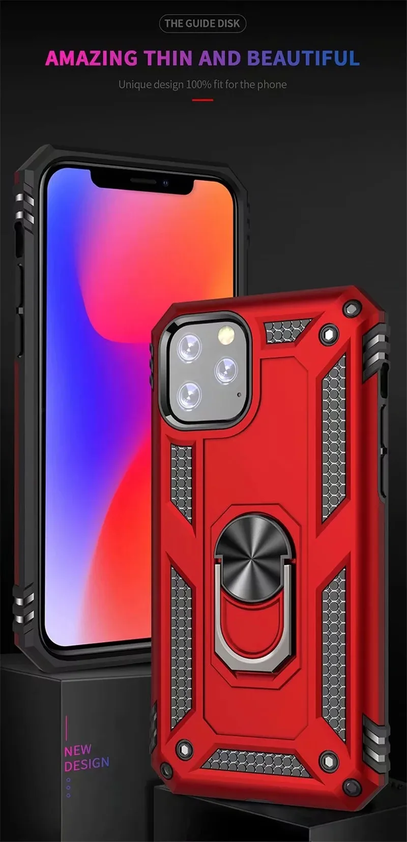 Чехол для iphone 11 Pro Max 7 8 6 6S Plus, роскошный защитный чехол с магнитным кольцом, силиконовый чехол для телефона для iphone X, XR, XS, Max, задняя крышка, чехол