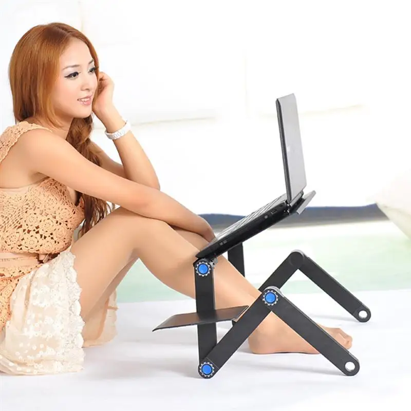 

Portable Adjustable Aluminum Laptop Desk Stand Table Vented Ergonomic Stand with Mouse Board