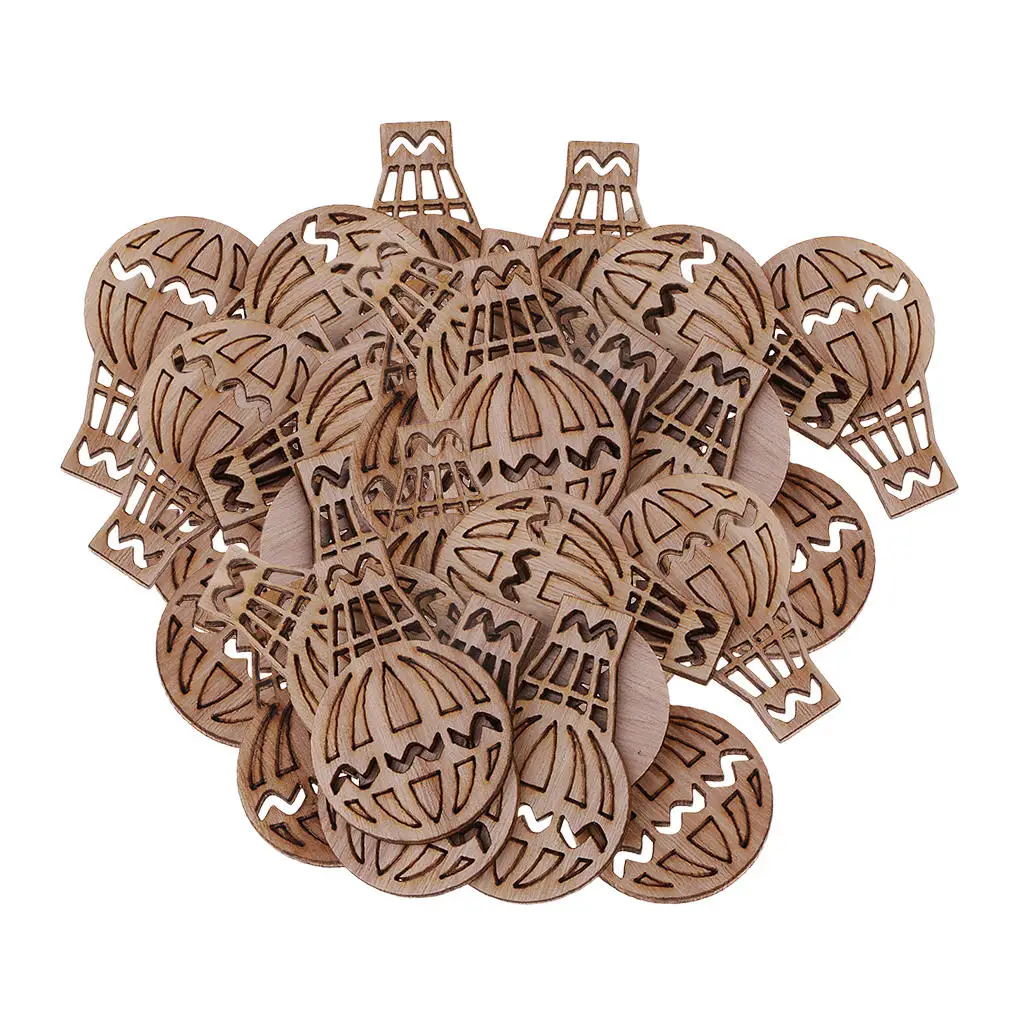 

100 Pieces Wood Cutouts Hot Air Balloon Shapes Wooden Embellishment Crafts