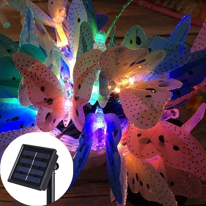 

30 Led Solar Dragonfly Fiber Optic Fairy String Lights Waterproof Christmas Ornaments Outdoor Garden Holiday Decoration Lights