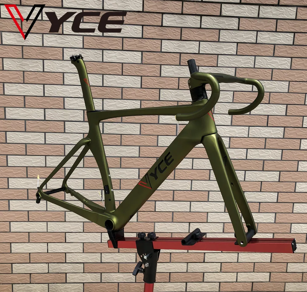 

VYCE Army green HQR37-disc brake carbon bicycle frame cycling Road bike racing bicycle frameset with carbon handlebar