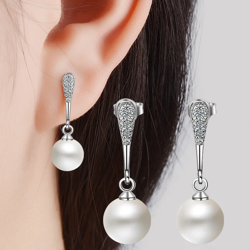 Модные жемчужные серьги Новое поступление 2019 гвоздики с австрийскими