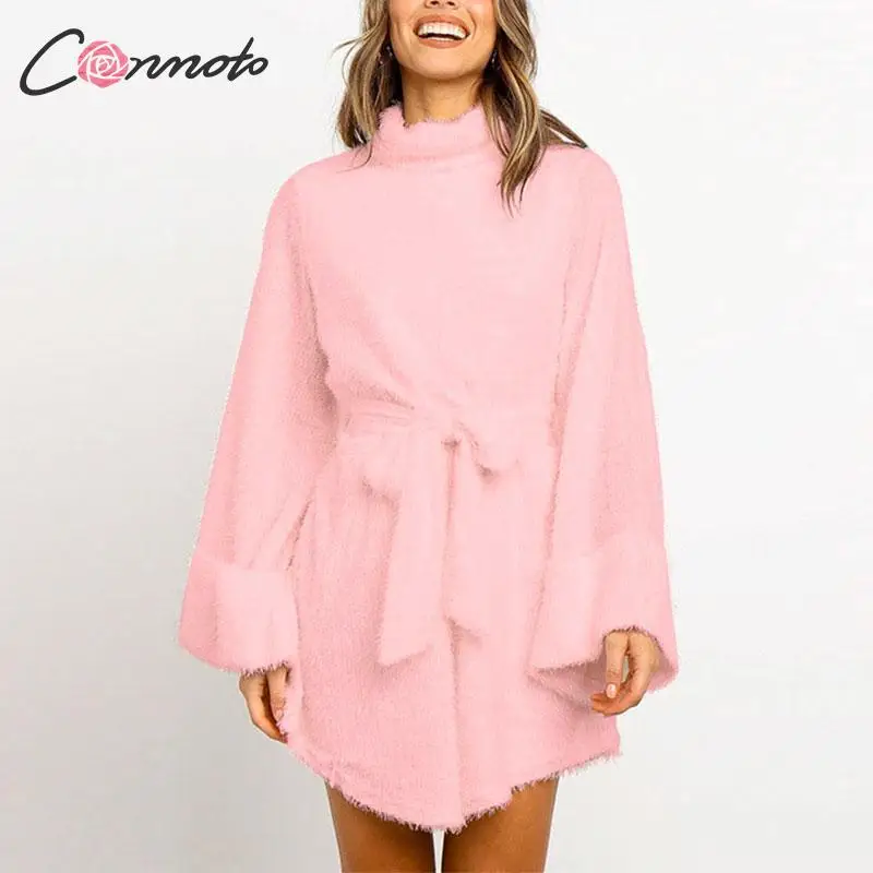 Conmoto 2019 осенне зимнее трикотажное платье женское Повседневное свитер с