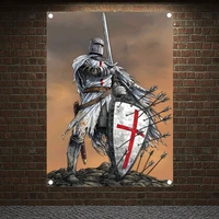 vintage knights templar fantasy art posters wall decor crusader banner flag wall sticker canvas painting mural home decoration 6