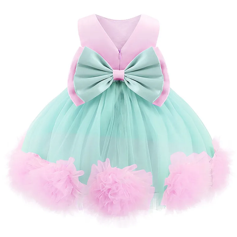 

Princess Kid Baby Dress For Girls Lace Wedding Formal Pageant Party Bridesmaid Dress Bow 1st Birthday Baptism Dresses Children