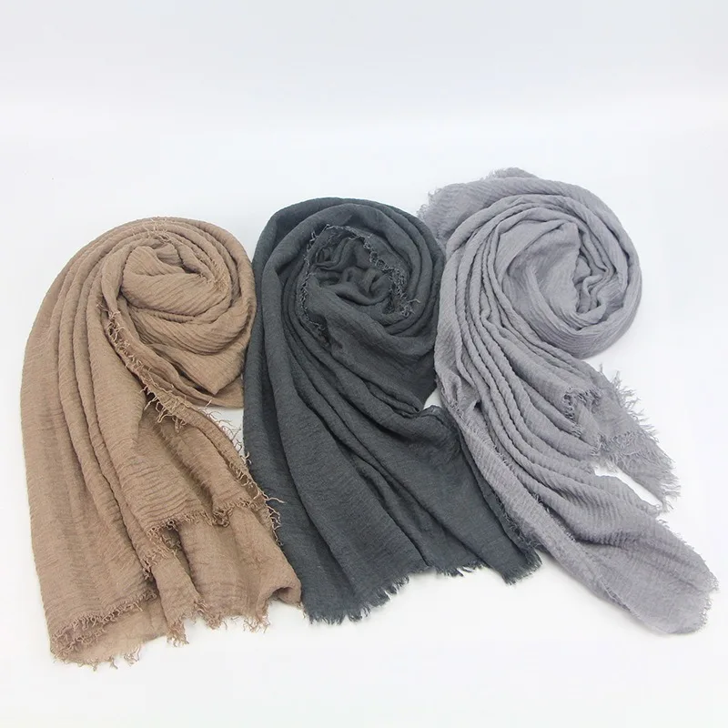 

Women Soft Solid Slamic Scarf Femme Musulman Soft Cotton Headscarf MuslimI Hijab Big Shawls and Wraps Crinkle Cloud Hijab