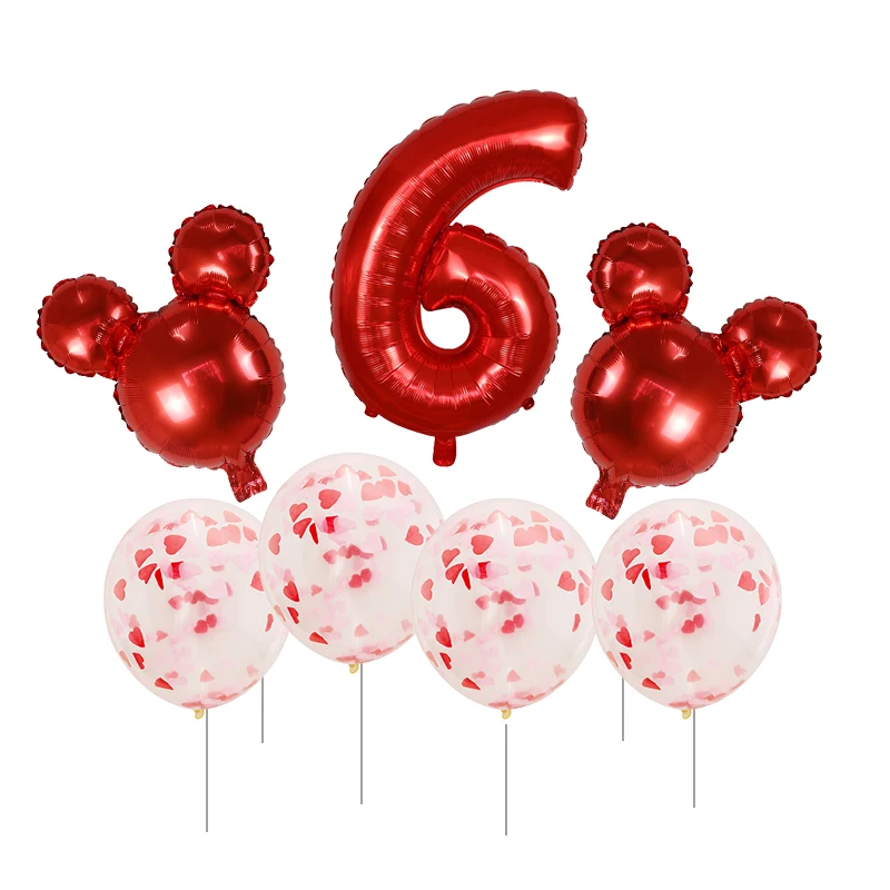 Синий 7 шт. фольгированный шар с Микки и Минни Маус, 30 дюймов, шар с цифрами, Золотое конфетти, латексные шары, детский декоративный шар для вечеринки в честь Дня Рождения - Цвет: Синий