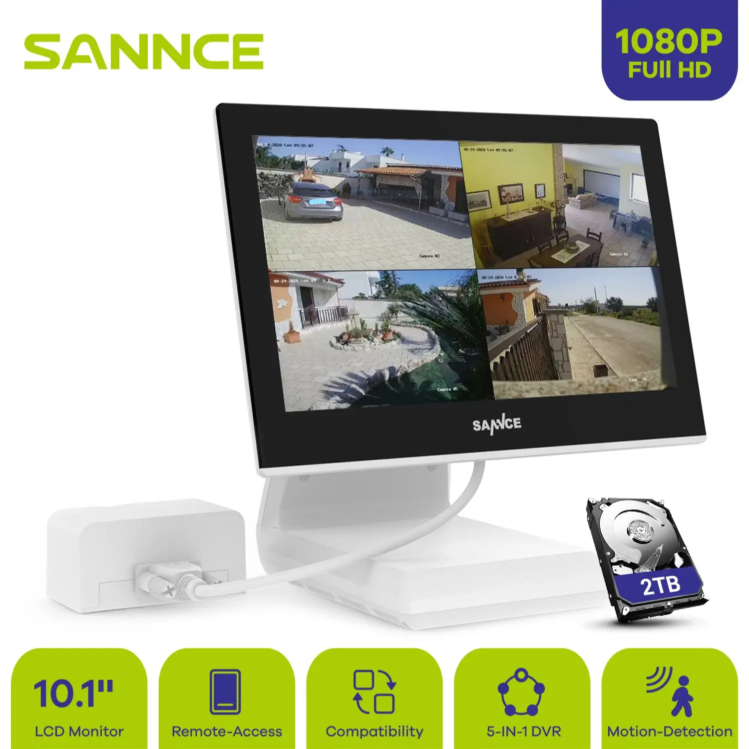 

SANNCE 4 Channel 5MP-N All-in-One DVR with 10"1 LCD Monitor for 1080P/2MP/5MP-N CCTV Security Surveillance Camera