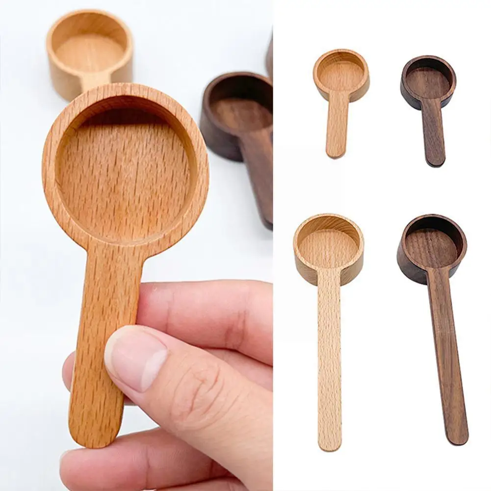 

Деревянная мерная ложка из ореха, деревянная короткая ручка, инструмент для выпечки кофе, домашняя мерная кухонная чашка для кухонных инстр...