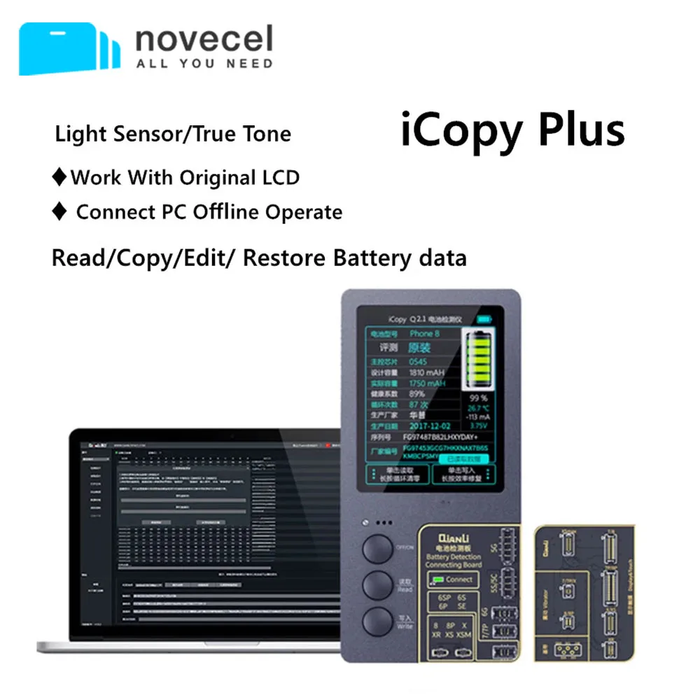 

QIANLI iCopy Plus Photosensitive Original Color Battery Repair Programmer For iphone 7 8 8P X 11 12pro Max LCD Screen Photometer