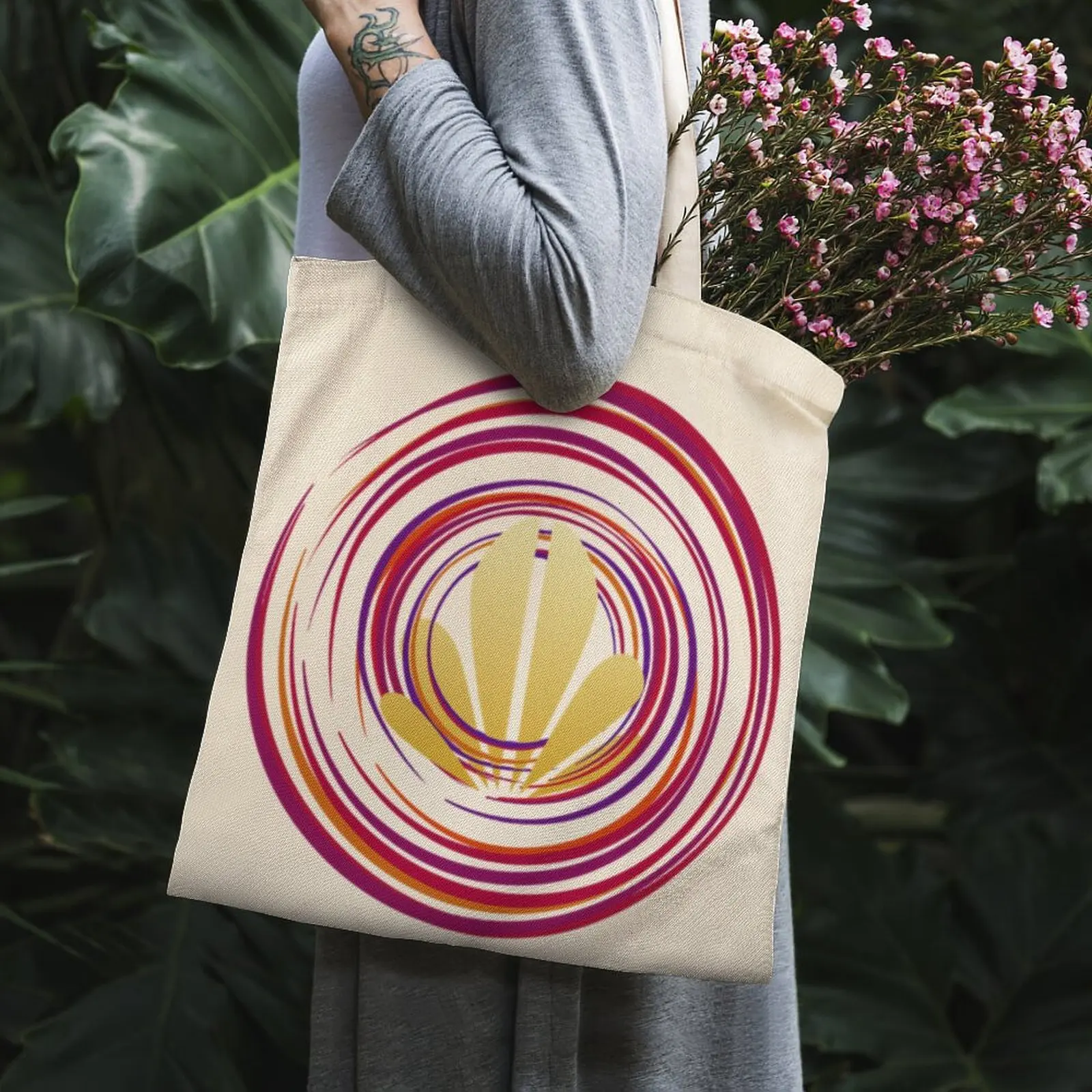 

Geometry Shapes Spirit Yoga Body Meditation Cool Tote Bag White Carrier Bag Chic School Books