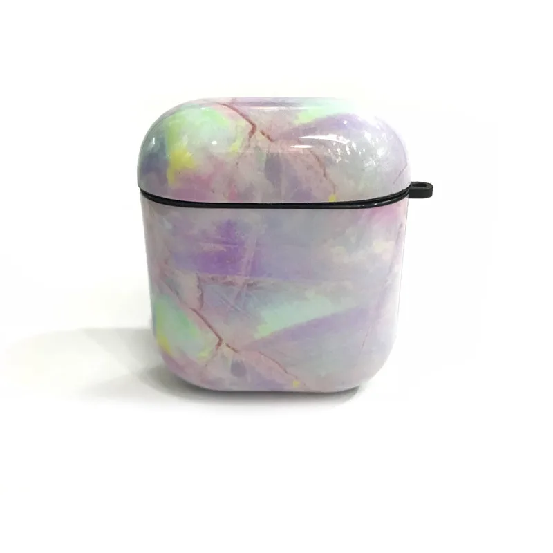 white purple Беспроводной чехол для наушников Airpods2, роскошный мраморный Мягкий силиконовый чехол для Air Pods, Защитные чехлы для зарядки Airpod Etui - Цвет: white purple