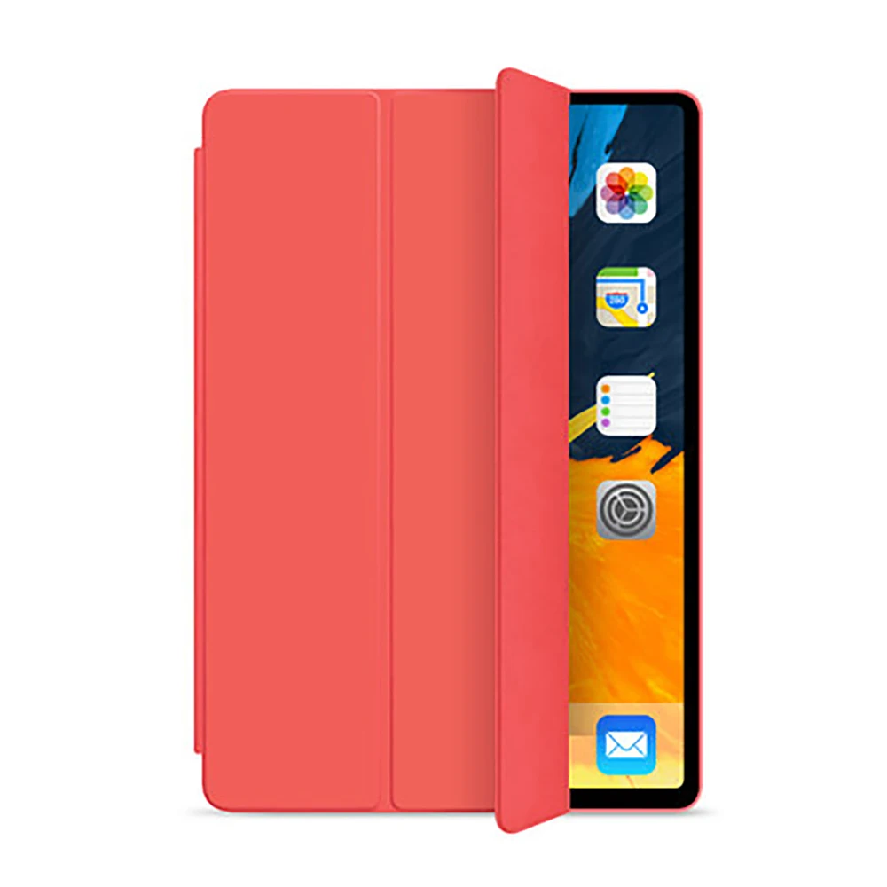 Red 7-го поколения, трехслойный смарт-чехол, funda для iPad, 10,2 дюймов, Автоматический Режим сна/пробуждения, светильник, весовая подставка, силиконовый чехол, A2200, A2198, A2197 - Цвет: Red